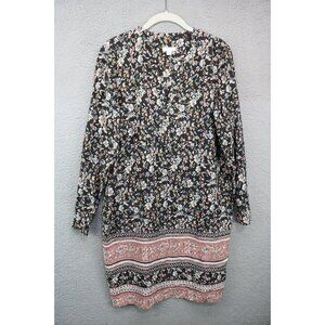 J.Jill Long Sleeve V Neck Dress with Pockets-Size Small-Dark Florals-Whimsigoth